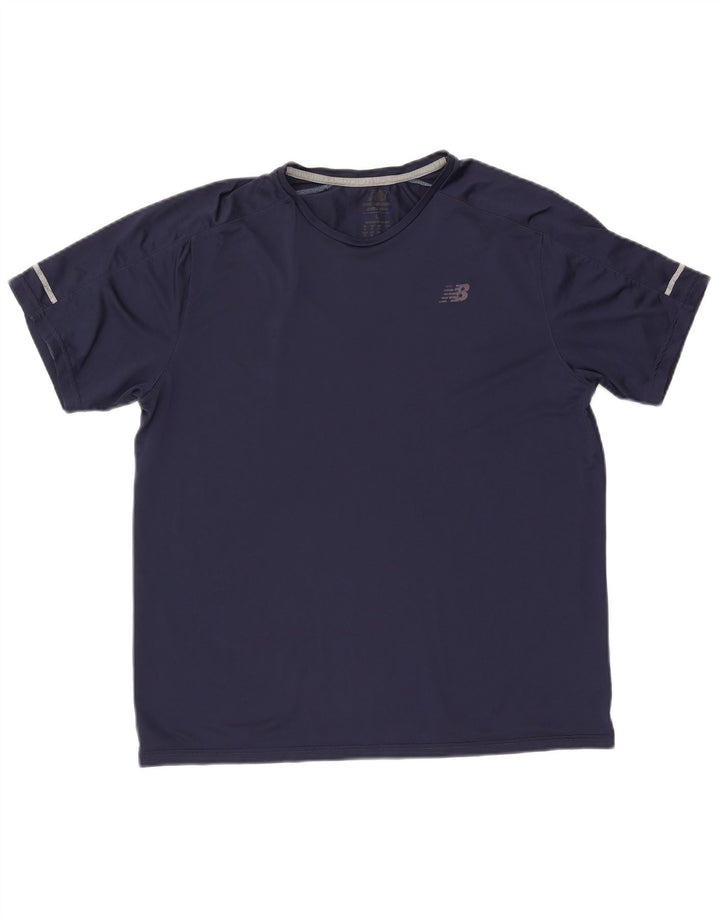 Camiseta masculina New Balance grande poliéster azul marinho