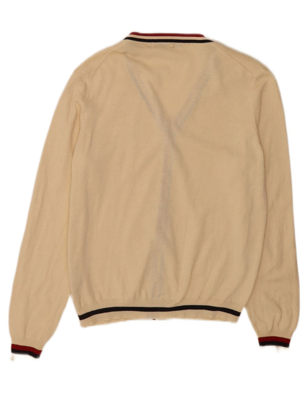 Suéter cardigã masculino Zara XL bege listrado acrílico