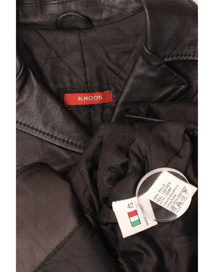 Jaqueta de couro feminina vintage IT 42 couro preto médio