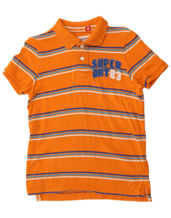 Superdry Mens Graphic Polo Shirt Médio Laranja Listrado Algodão