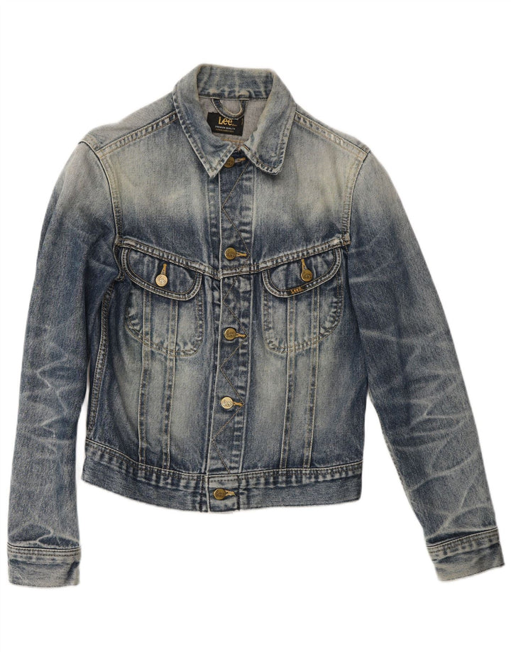 Jaqueta jeans feminina Lee Rider Reino Unido 12 algodão azul médio