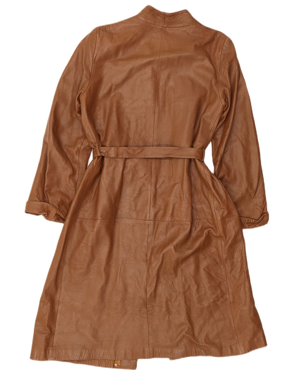 Casaco de couro superdimensionado feminino vintage IT 40 pequeno marrom