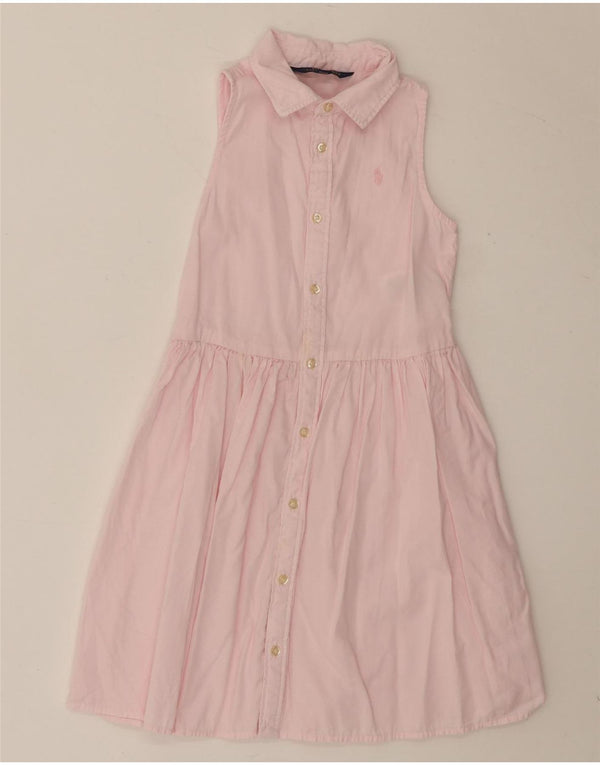 Polo Ralph Lauren Vestido camisa sem mangas para meninas 5-6 anos algodão rosa