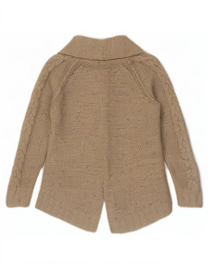 Suéter cardigã aberto feminino Zara Reino Unido 10 pequeno bege nylon