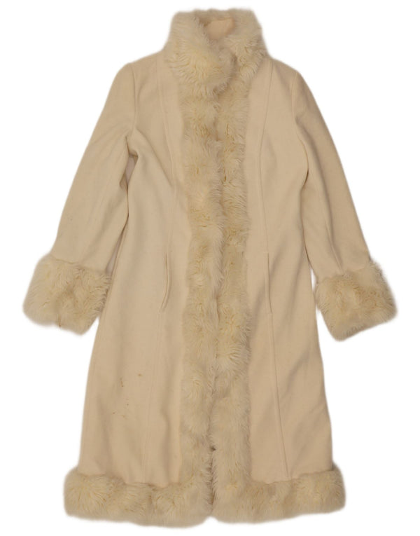 Sobretudo feminino Zara UK 10 pequena lã bege