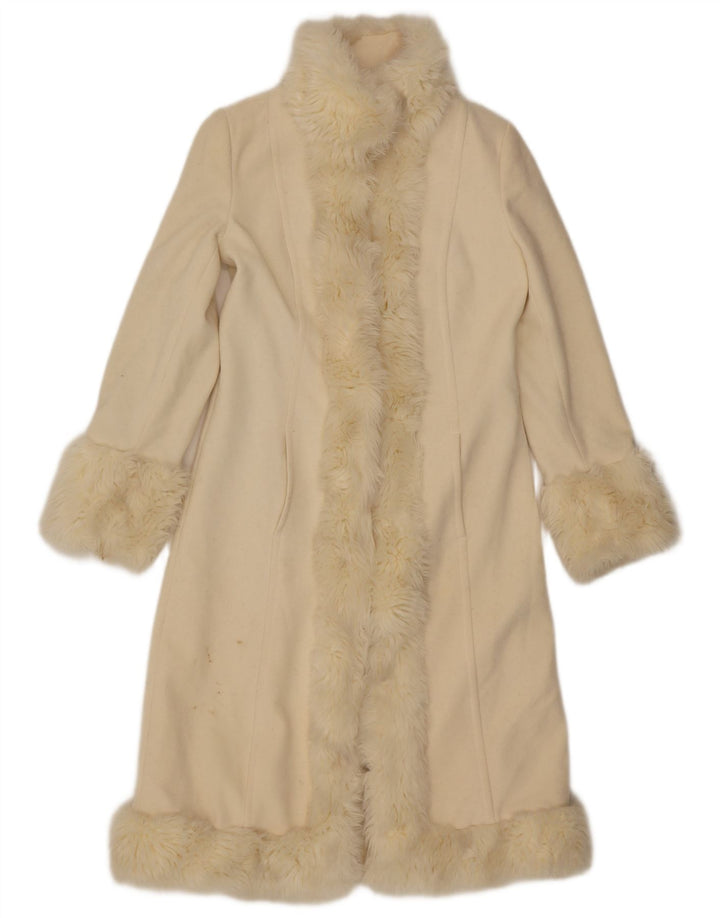 Sobretudo feminino Zara UK 10 pequena lã bege