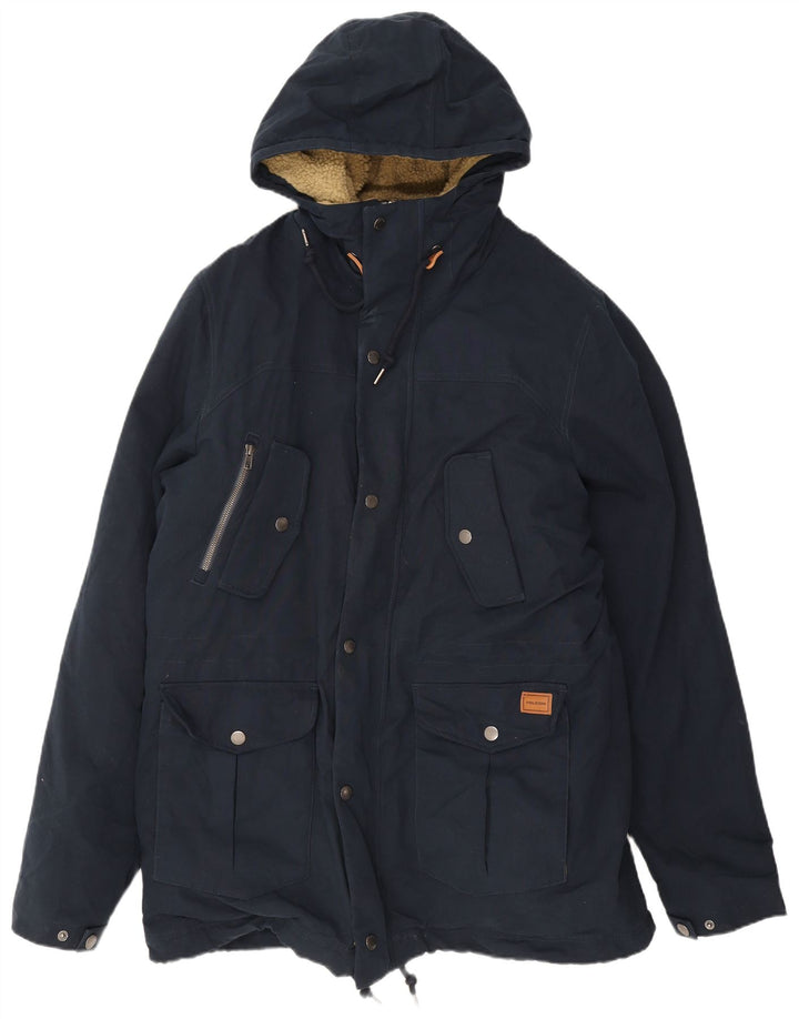 Jaqueta Parka masculina com capuz Volcom UK 42 XL algodão azul marinho