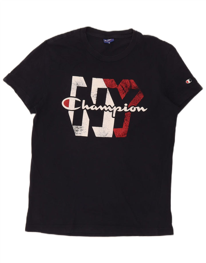 Camiseta feminina estampada Champion UK 14 médio azul marinho
