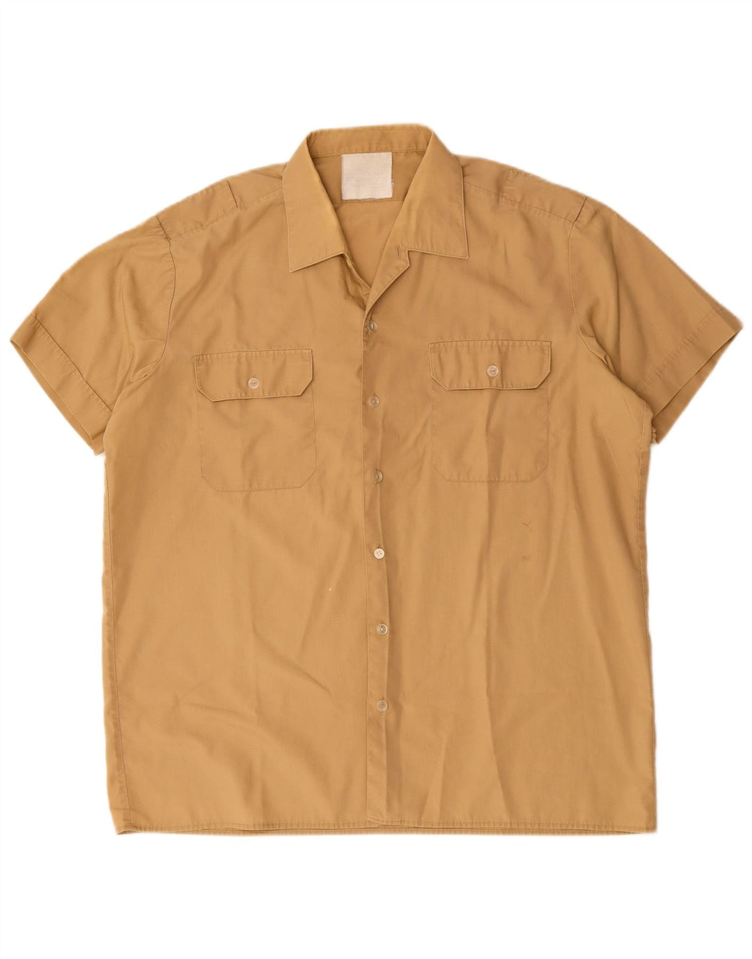 Camisa masculina vintage de manga curta grande bege