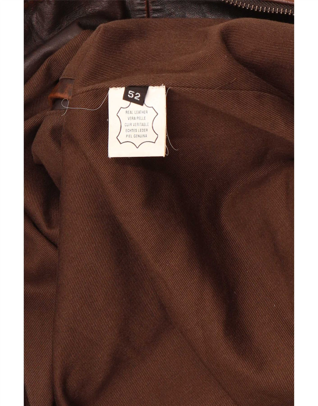 Jaqueta de couro bomber masculina vintage IT 52 grande marrom