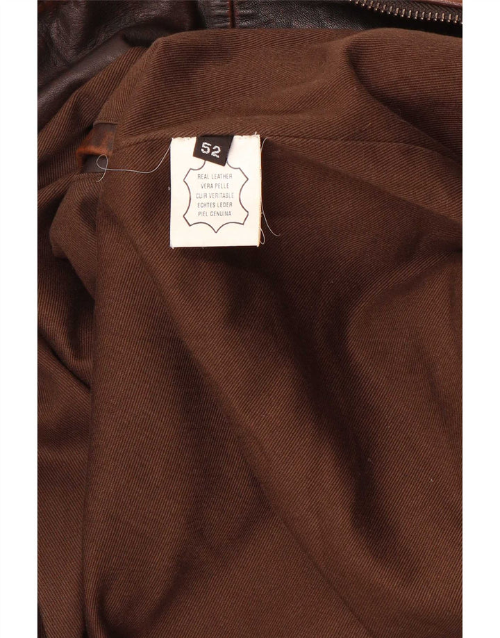 Jaqueta de couro bomber masculina vintage IT 52 grande marrom