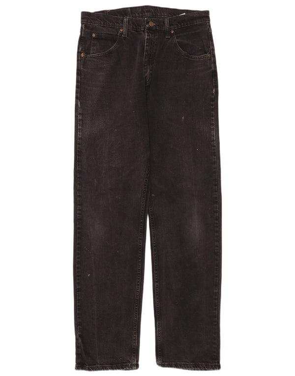 Wrangler Mens Straight Jeans W32 L34 Algodão Preto