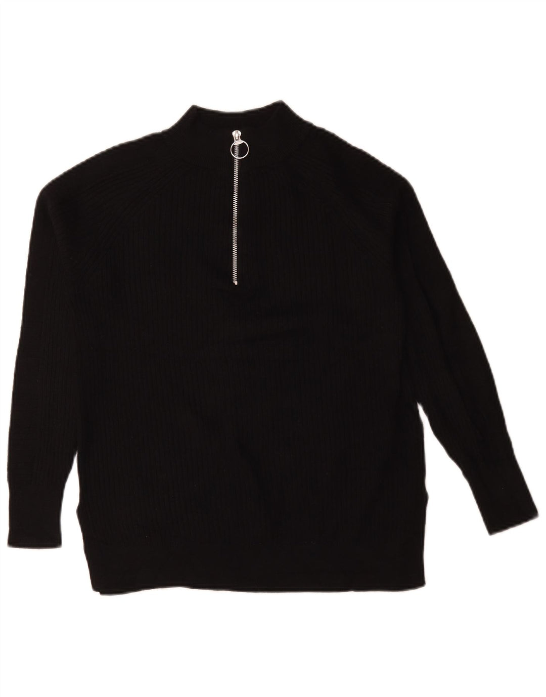Suéter feminino Marks & Spencer com zíper e gola grande Reino Unido 6 XS preto