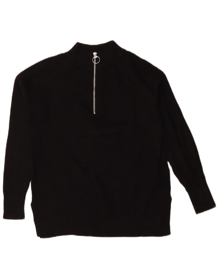 Suéter feminino Marks & Spencer com zíper e gola grande Reino Unido 6 XS preto