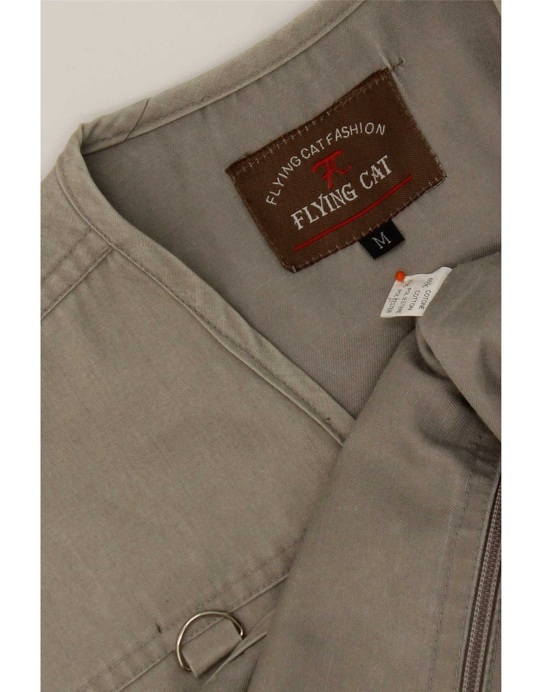 Colete utilitário masculino vintage UK 38 algodão cinza médio