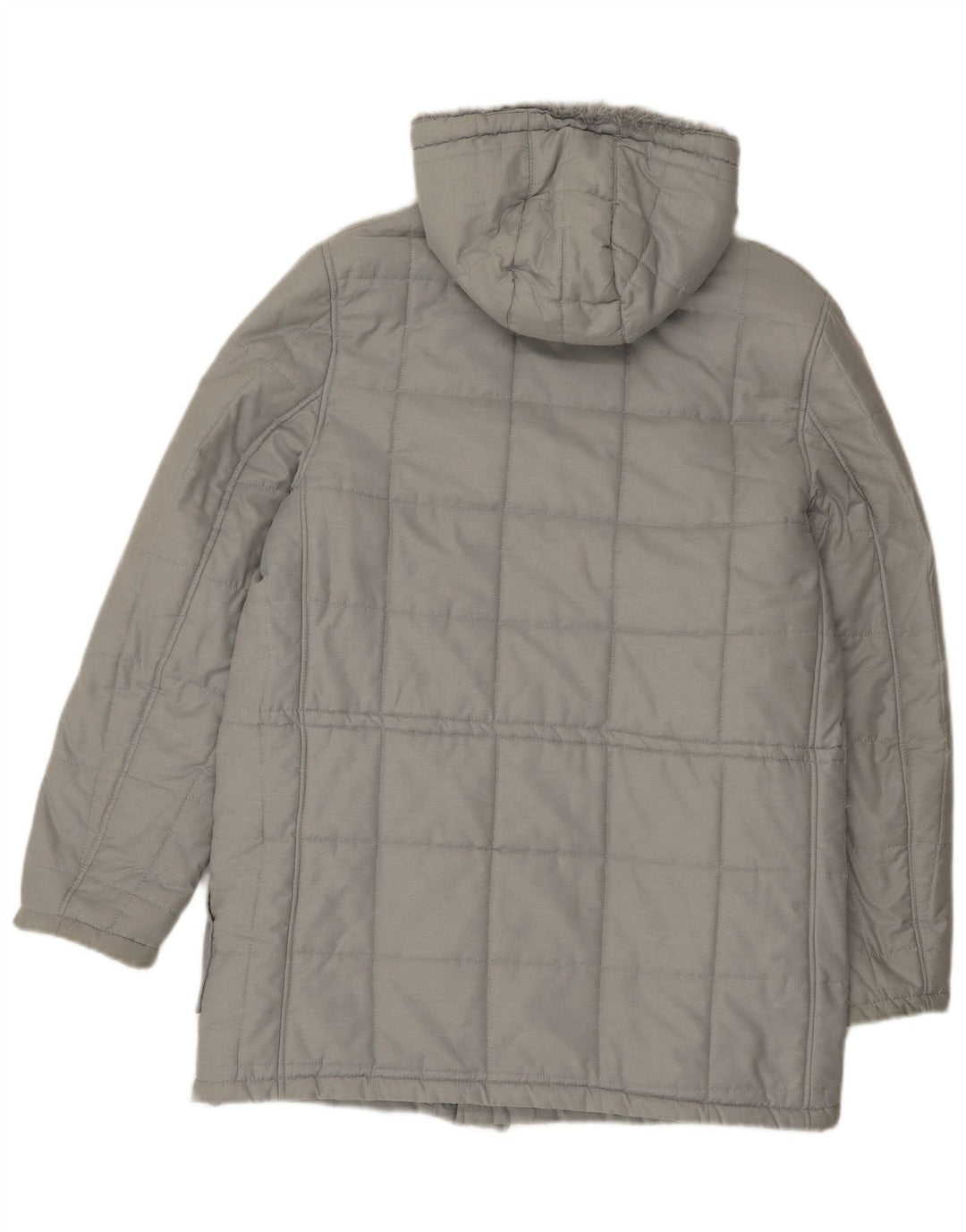 Jaqueta masculina acolchoada com capuz VINTAGE UK 38 poliéster cinza médio
