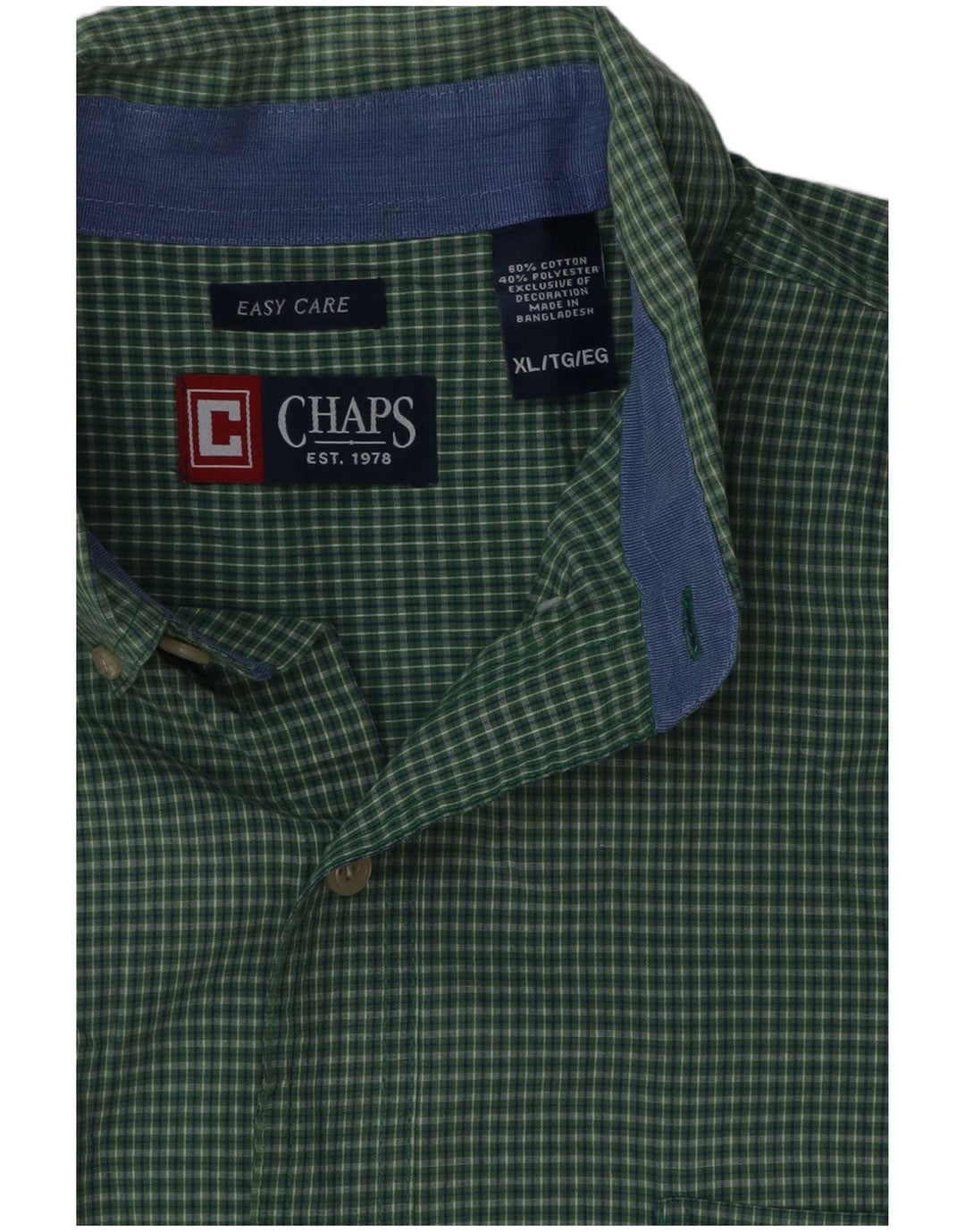 Camisa masculina Chaps Easy Care XL verde xadrez algodão
