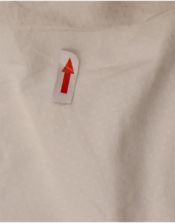 Blusa feminina EDDIE BAUER Reino Unido 10 pequena branca manchada de nylon