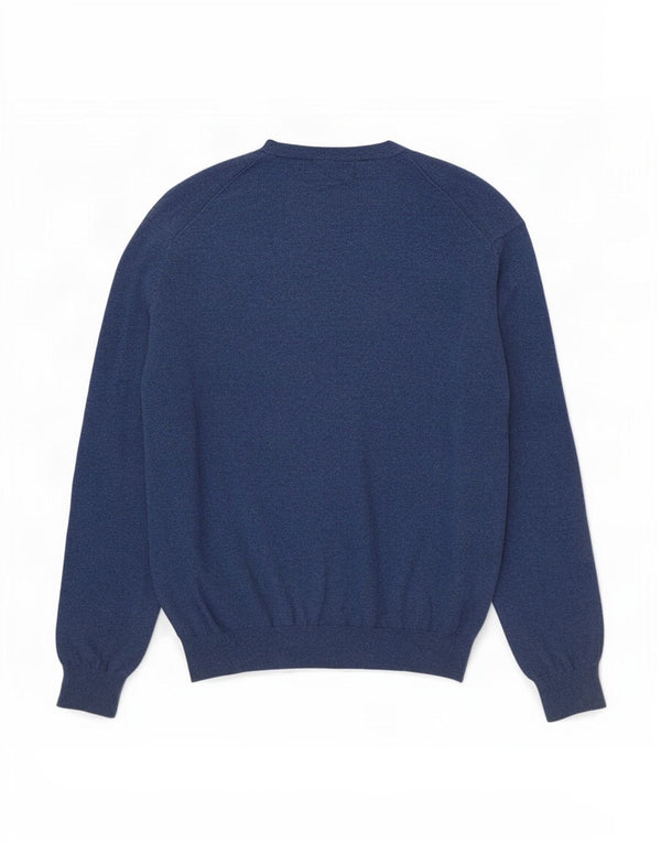 Crew Clothing Suéter masculino com decote em V grande algodão azul
