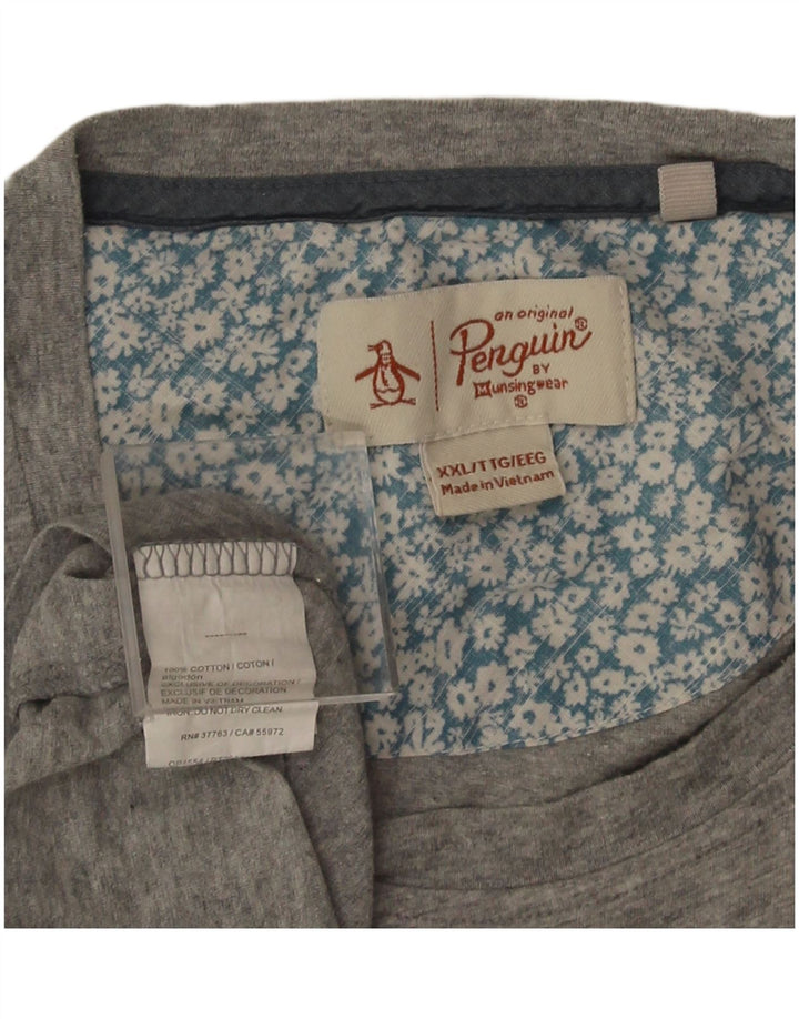 Camiseta masculina Penguin Top 2XL algodão floral cinza