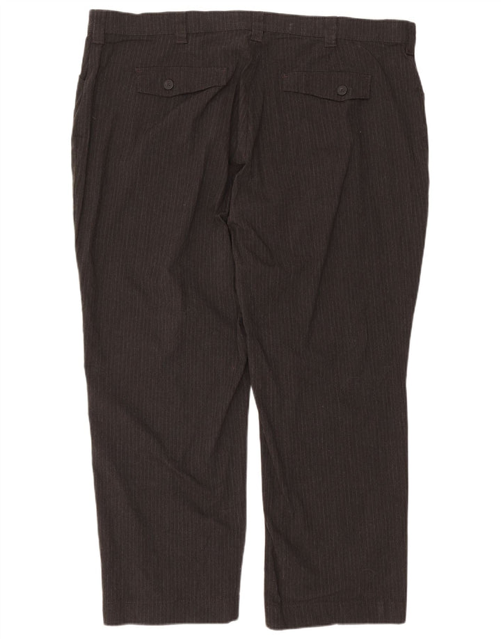Calça feminina casual reta LEE W44 L30 algodão listrado cinza