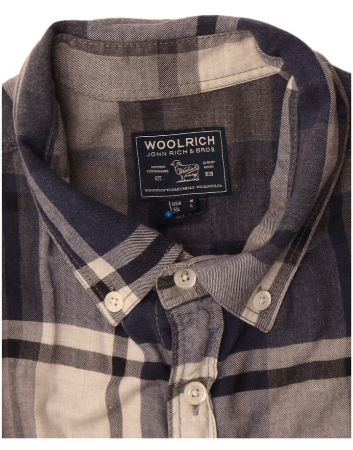 Camisa masculina de flanela Woolrich média xadrez azul marinho