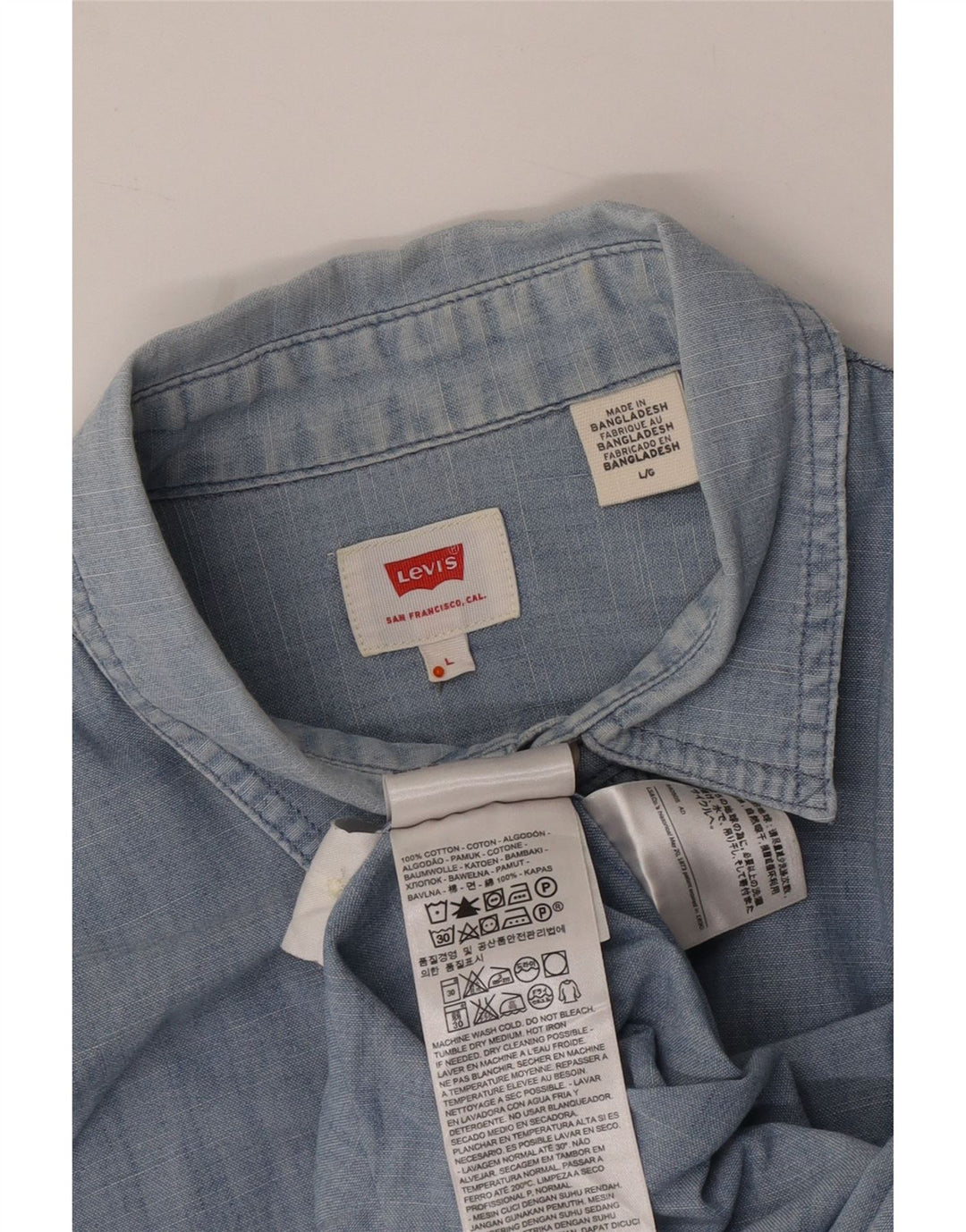 Camisa jeans masculina LEVI'S grande algodão azul