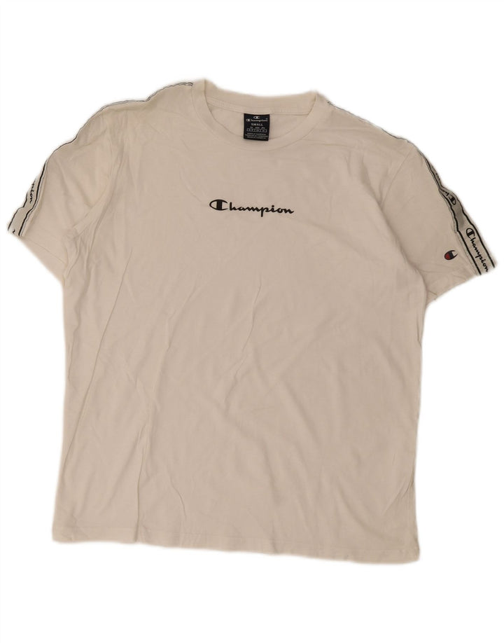 Camiseta masculina com estampa gráfica Champion pequeno bloco colorido branco