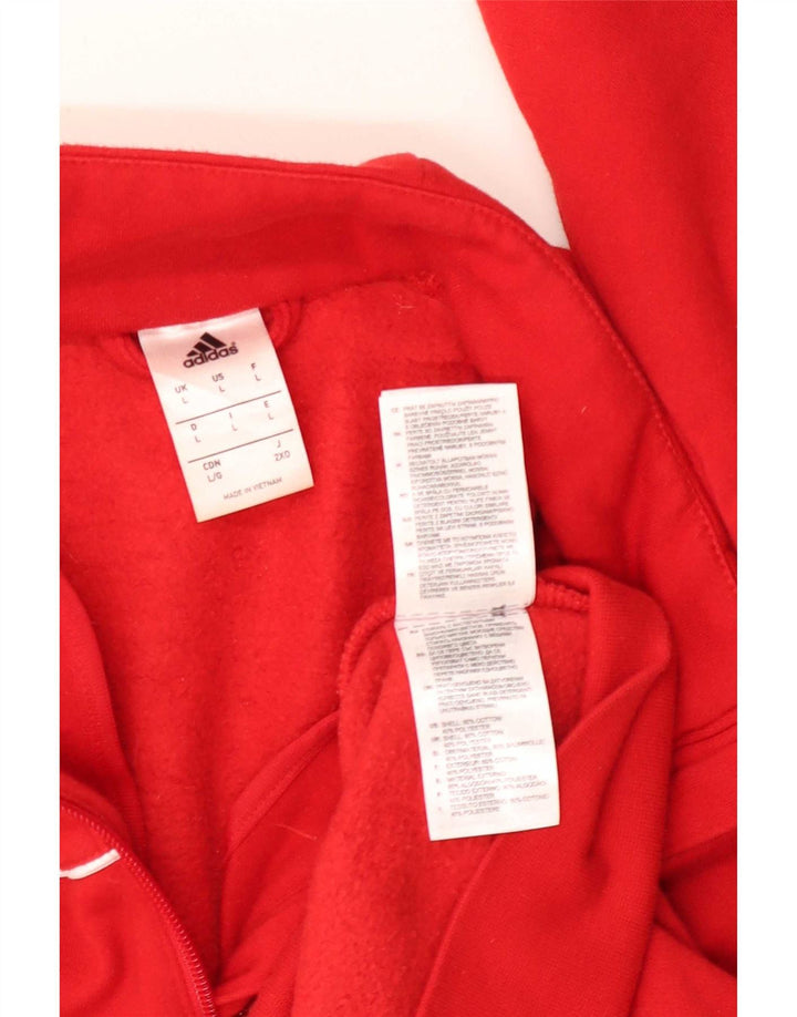 Adidas Mens Zip Neck Moletom Jumper Grande Algodão Vermelho