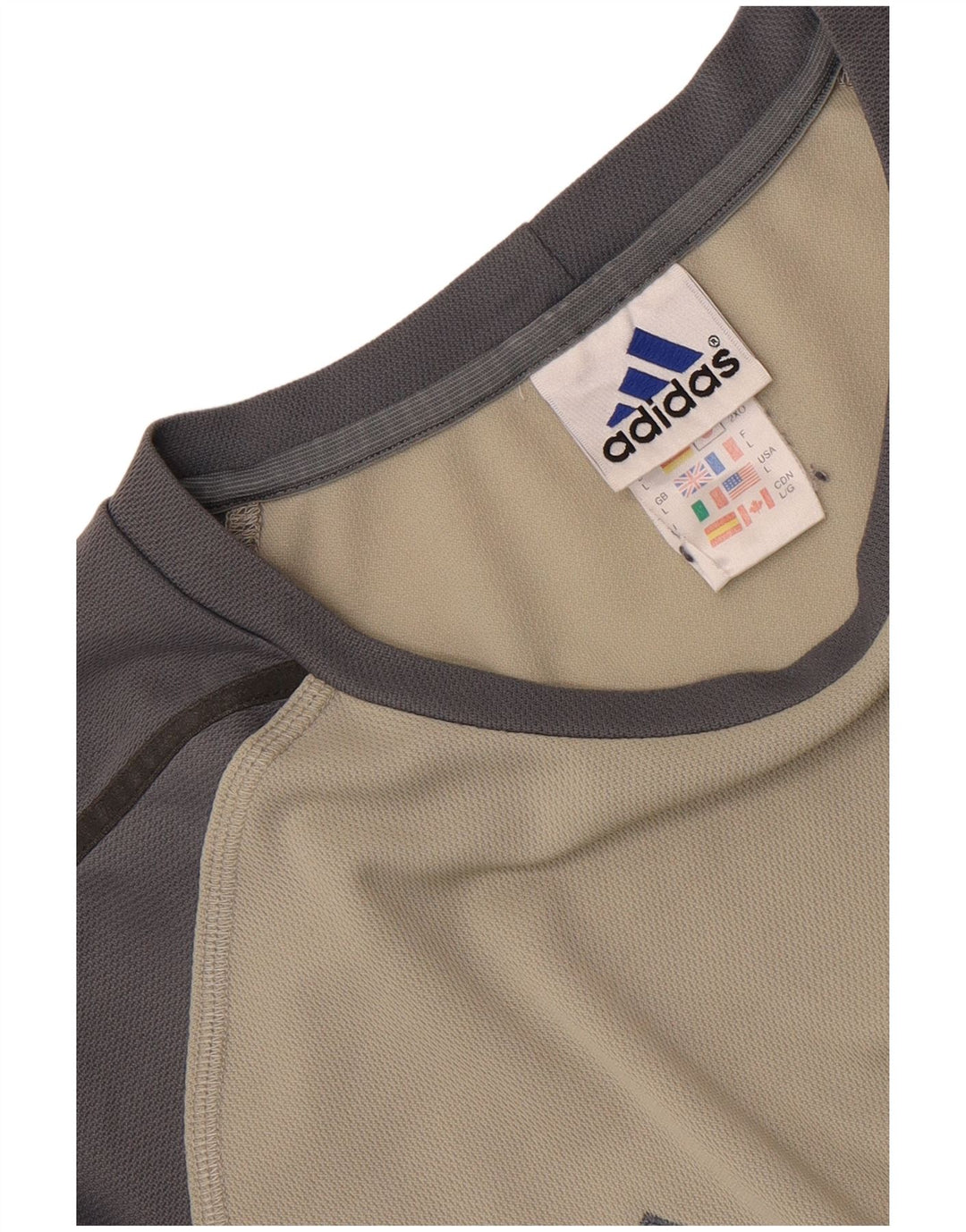 Adidas Mens Camiseta Top Grande Cinza Colorblock Poliéster