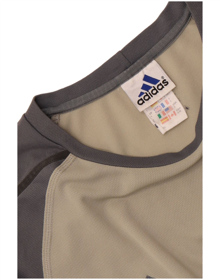 Adidas Mens Camiseta Top Grande Cinza Colorblock Poliéster