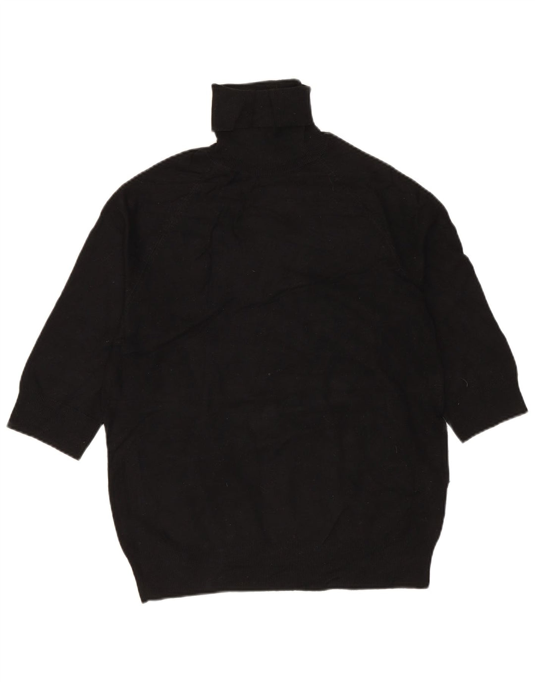 Suéter feminino ZARA com manga 3/4 e gola redonda Reino Unido 12 médio preto viscose