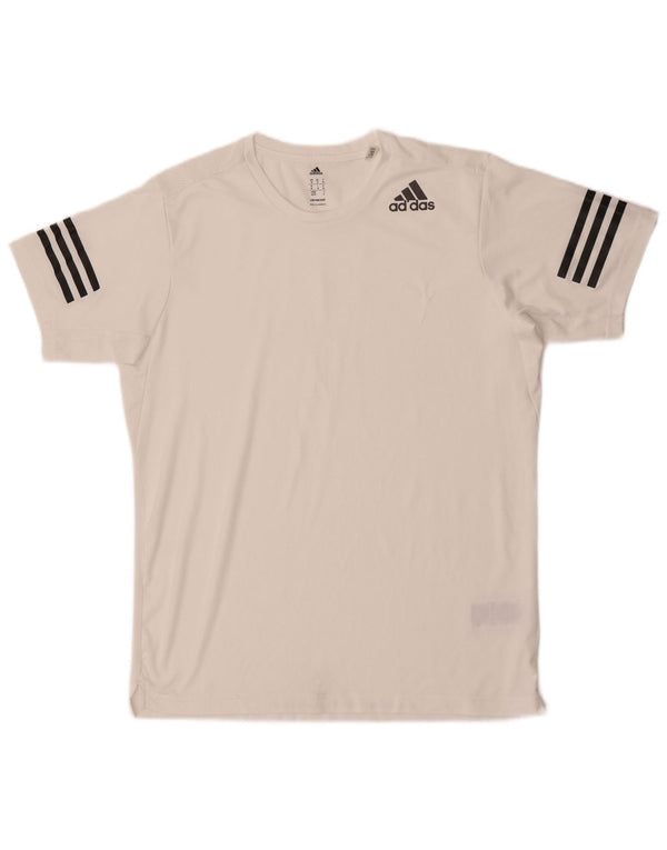 Adidas Mens Camiseta Top Médio Poliéster Branco
