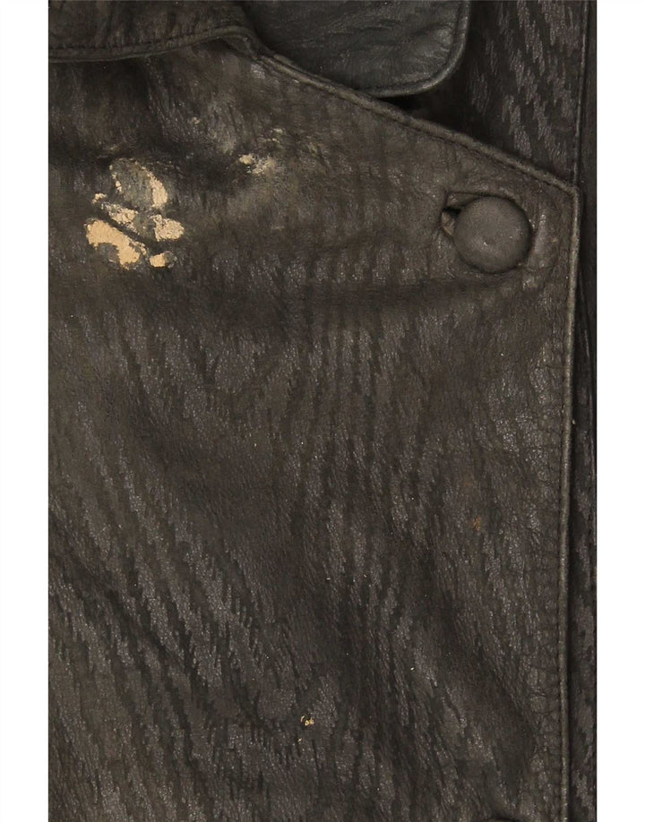 Jaqueta de couro feminina vintage UK 18 XL preta