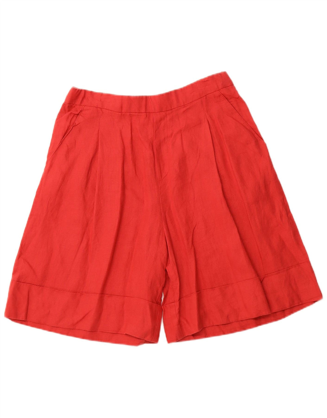 Shorts feminino casual de cintura alta com perna larga da BENETTON, médio W30, linho vermelho