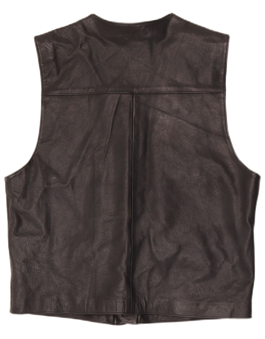 Colete de couro masculino vintage IT 52 grande couro preto