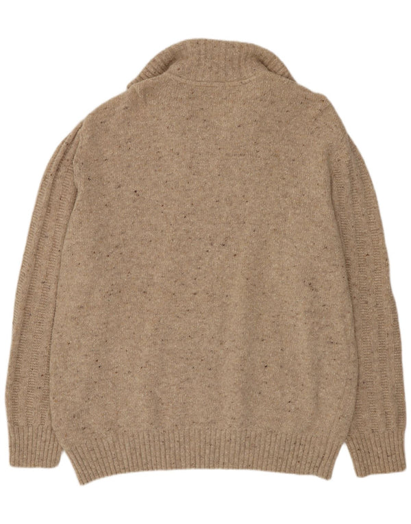 Suéter masculino Camel Active com zíper e gola 2XL lã manchada bege
