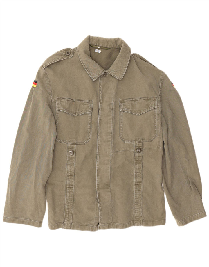 Camisa militar masculina vintage pequena cáqui