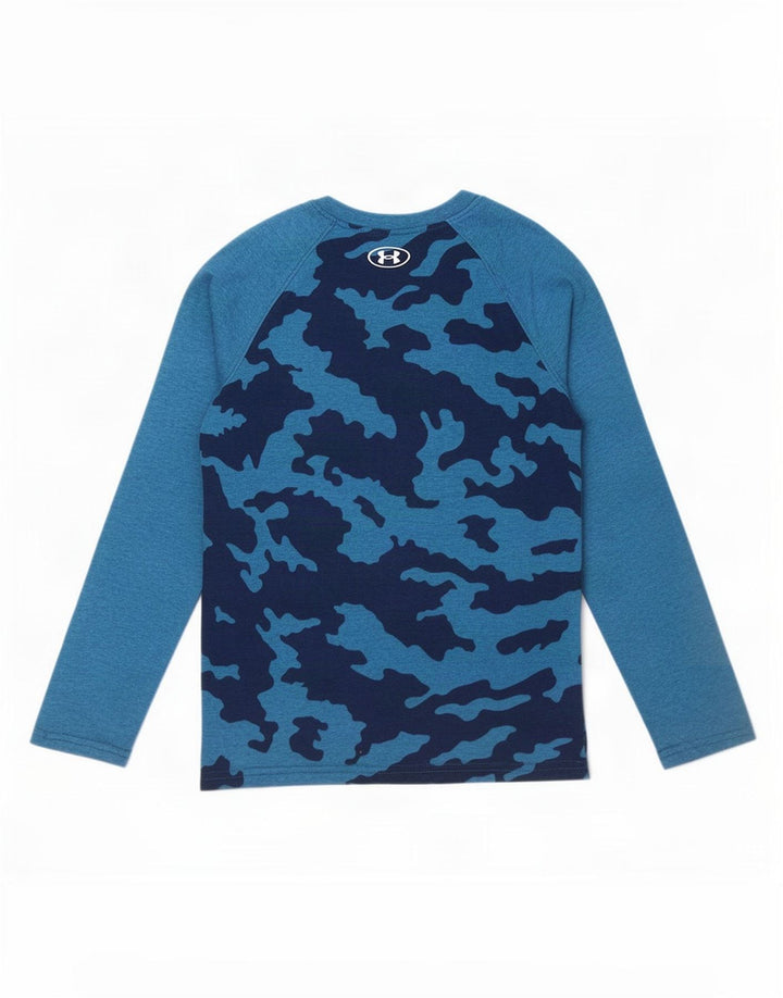 Under Armour Boys Top manga comprida 9-10 anos médio azul camuflagem