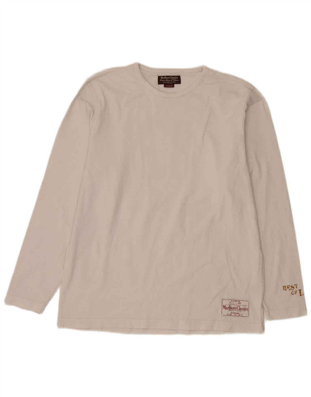 Top gráfico masculino Marlboro Classics manga comprida XL algodão branco