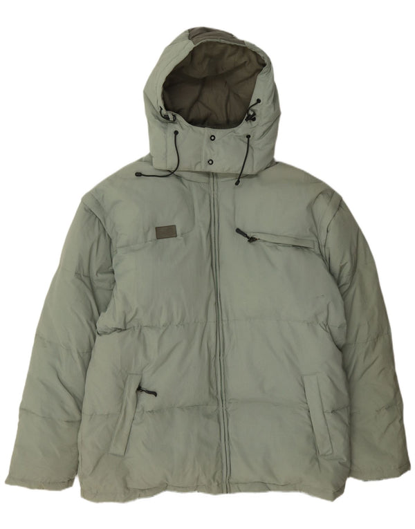 Jaqueta masculina Fila acolchoada com capuz UK 44 2XL verde colorblock poliamida
