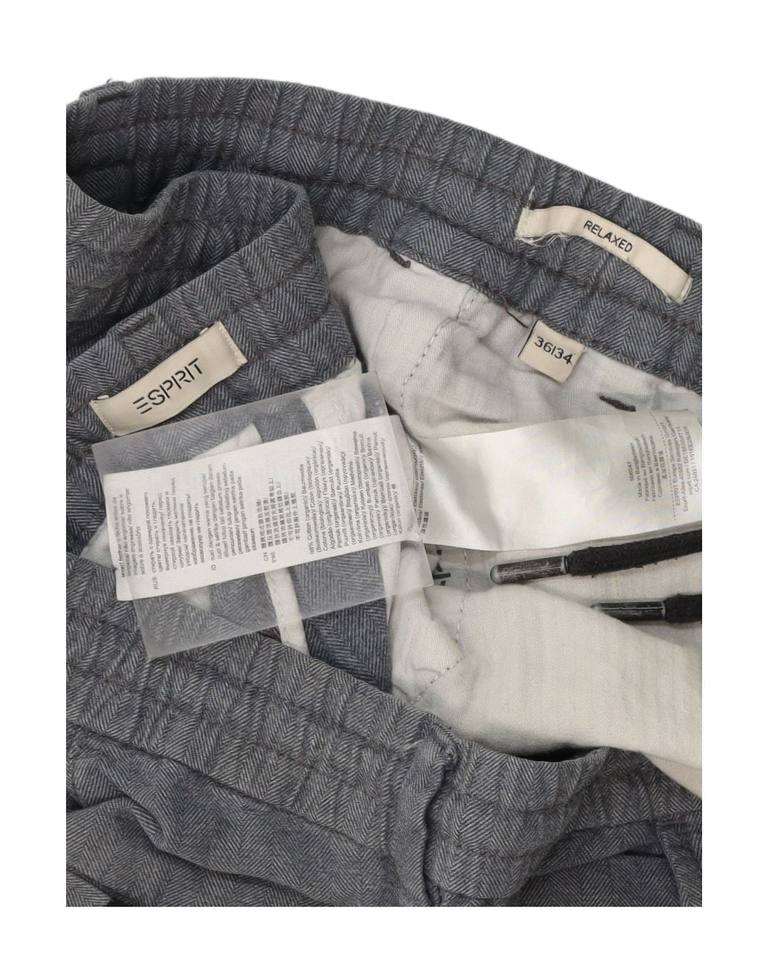 ESPRIT Mens Relaxed Fit Chino Trousers W36 L30 Grey Cotton Vintage Esprit and Second-Hand Esprit from Messina Hembry 