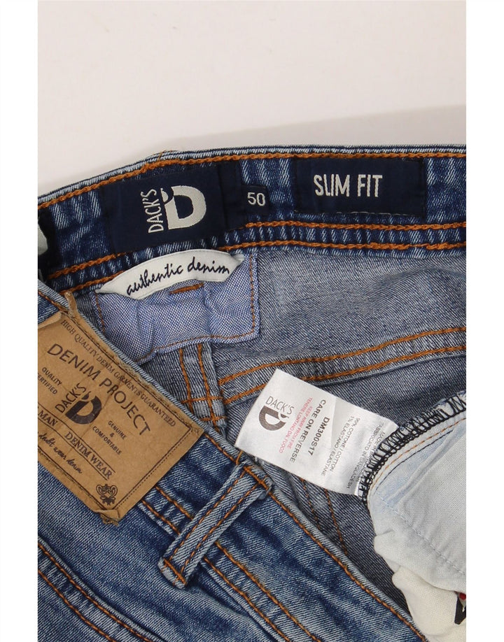 DACK'S Jeans Slim Masculino IT 50 Grande W34 L31 Azul Algodão