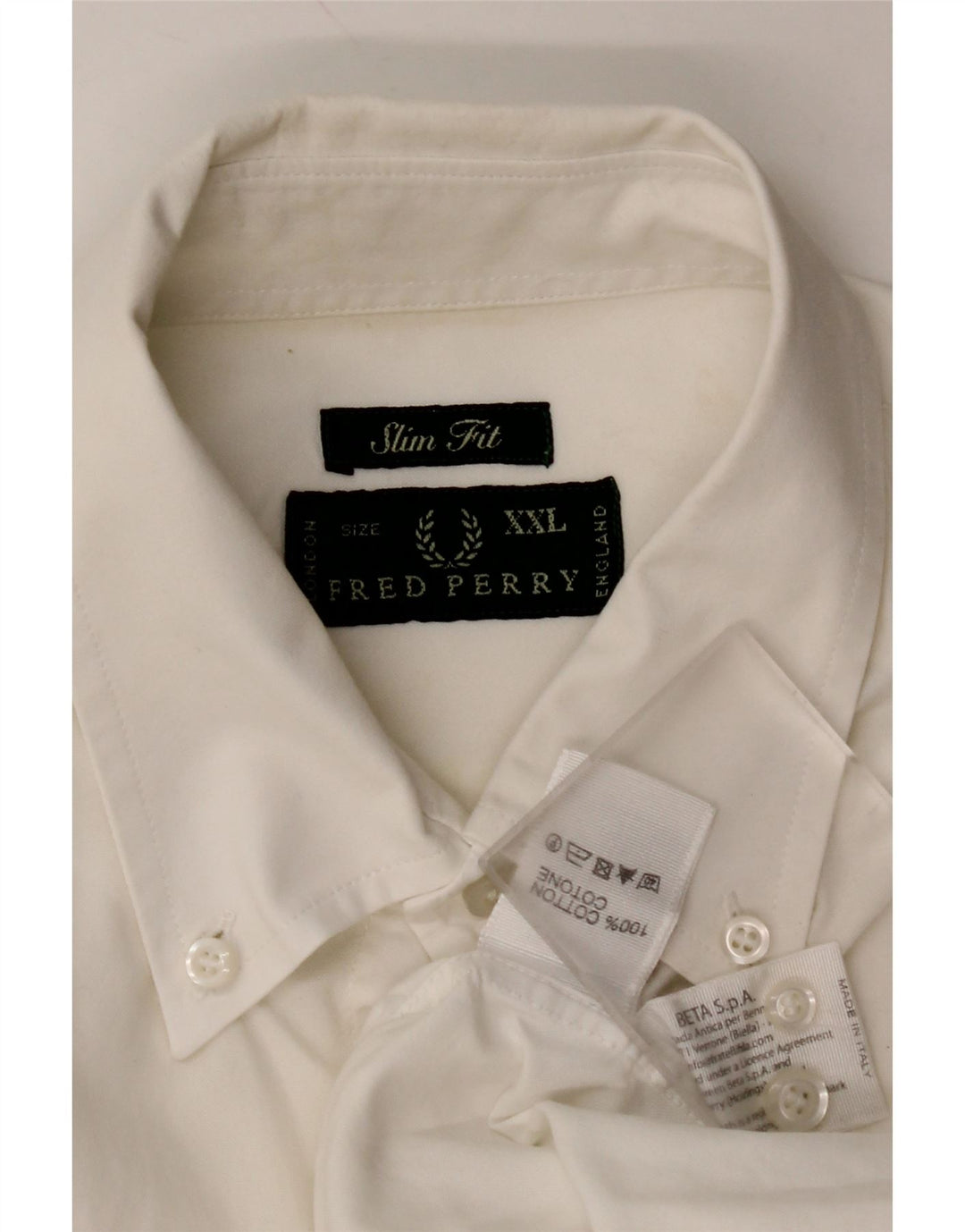 FRED PERRY Camisa masculina slim fit 2XL algodão branco