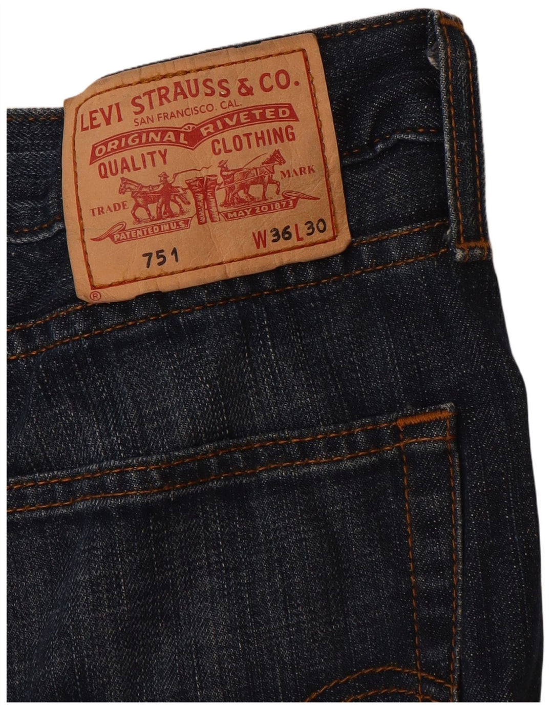 LEVI'S Masculino 751 Straight Jeans W36 L30 Azul Marinho Algodão