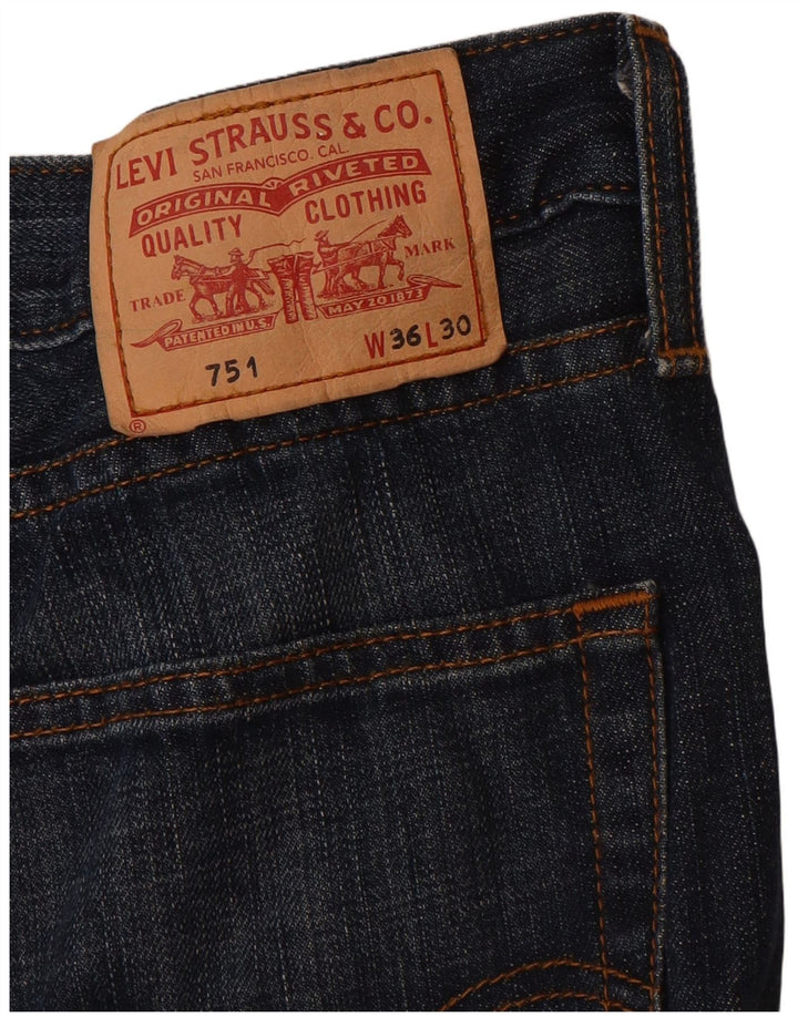 LEVI'S Masculino 751 Straight Jeans W36 L30 Azul Marinho Algodão