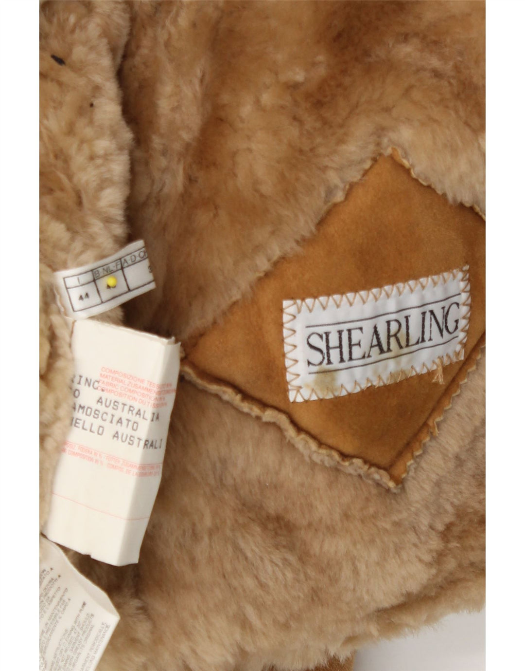 Casaco feminino vintage de corte solto IT 44 Shearling bege médio
