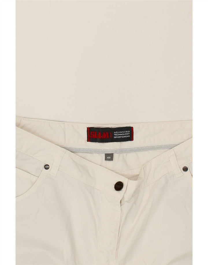 SLAM Womens Straight Casual Trousers IT 48 XL W36 L28 White Cotton Vintage Slam and Second-Hand Slam from Messina Hembry 