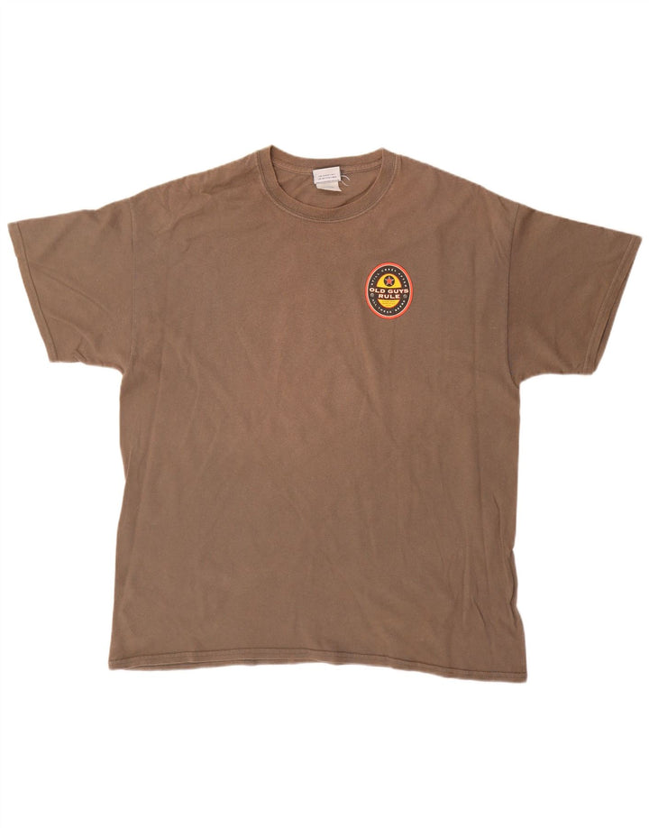 Camiseta gráfica masculina OLD GUYS RULE Top XL de algodão marrom