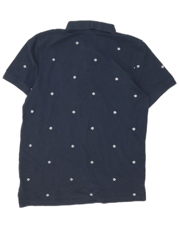 Camisa polo masculina Crew Clothing grande algodão manchado azul marinho